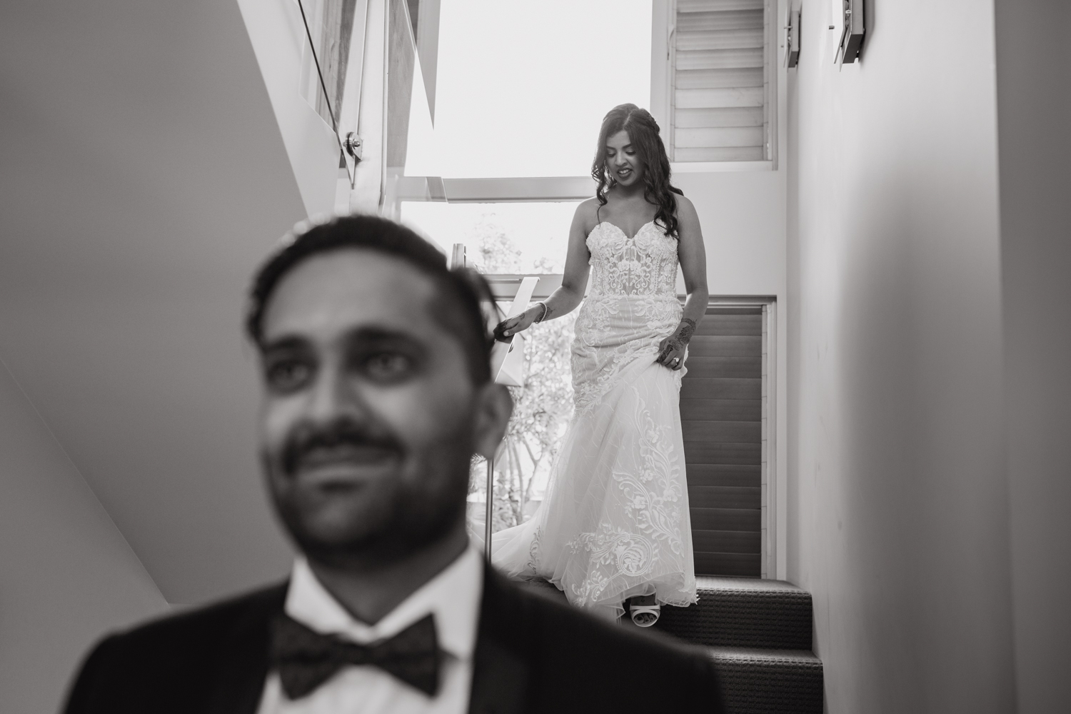 First look. This image was taken by Mala Photography, an Auckland based wedding photographer. The wedding was at Markovina Vineyard Estate In Kumeu, Auckland